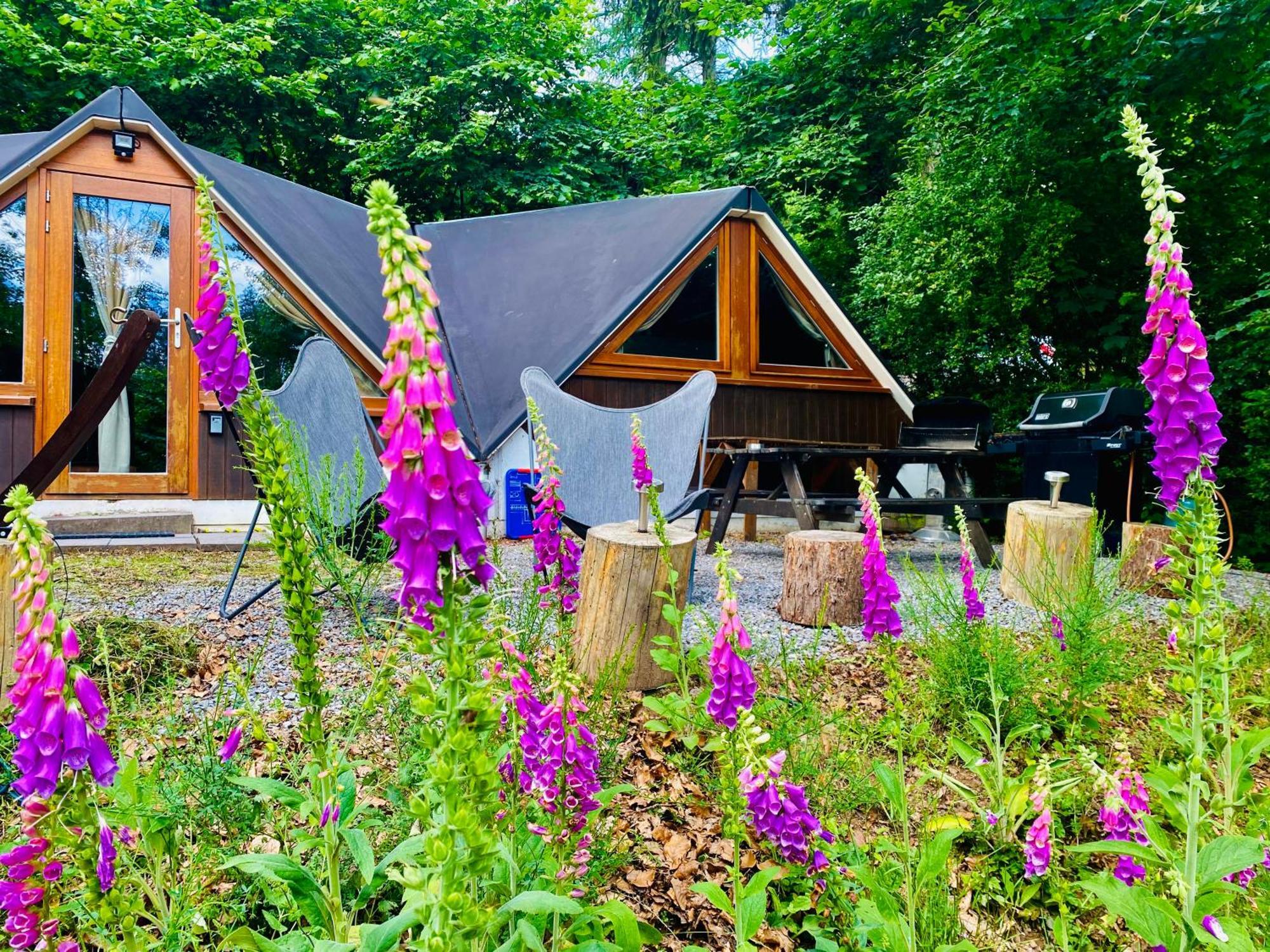 Chalet Tropical Avec Bain A Bulles - In The Woods Gesves Exteriör bild